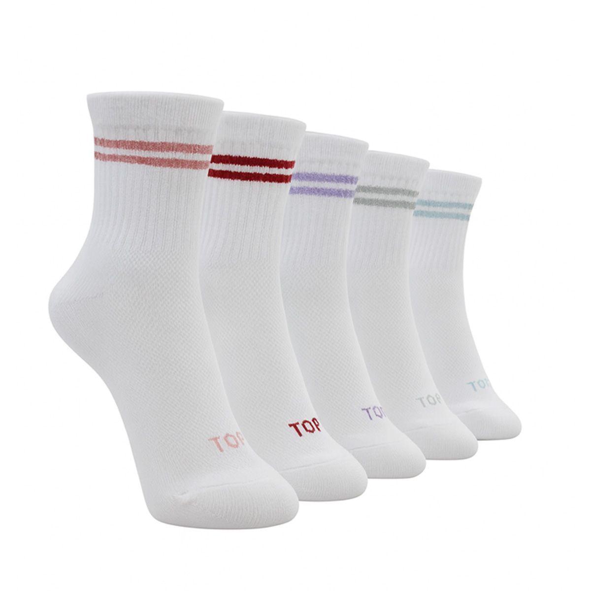 Calcetines Niña Deportivos Largos Pack 5 Con Brillos C1 TOP-0