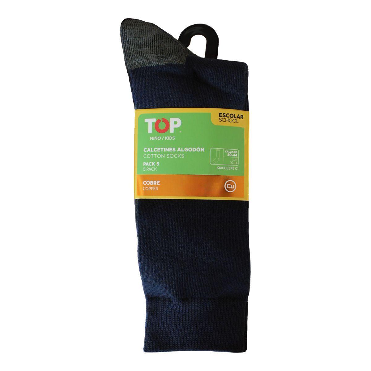 Calcetines Largos Niños Algodón - Cobre Pack 5 Escolar C1 TOP-3
