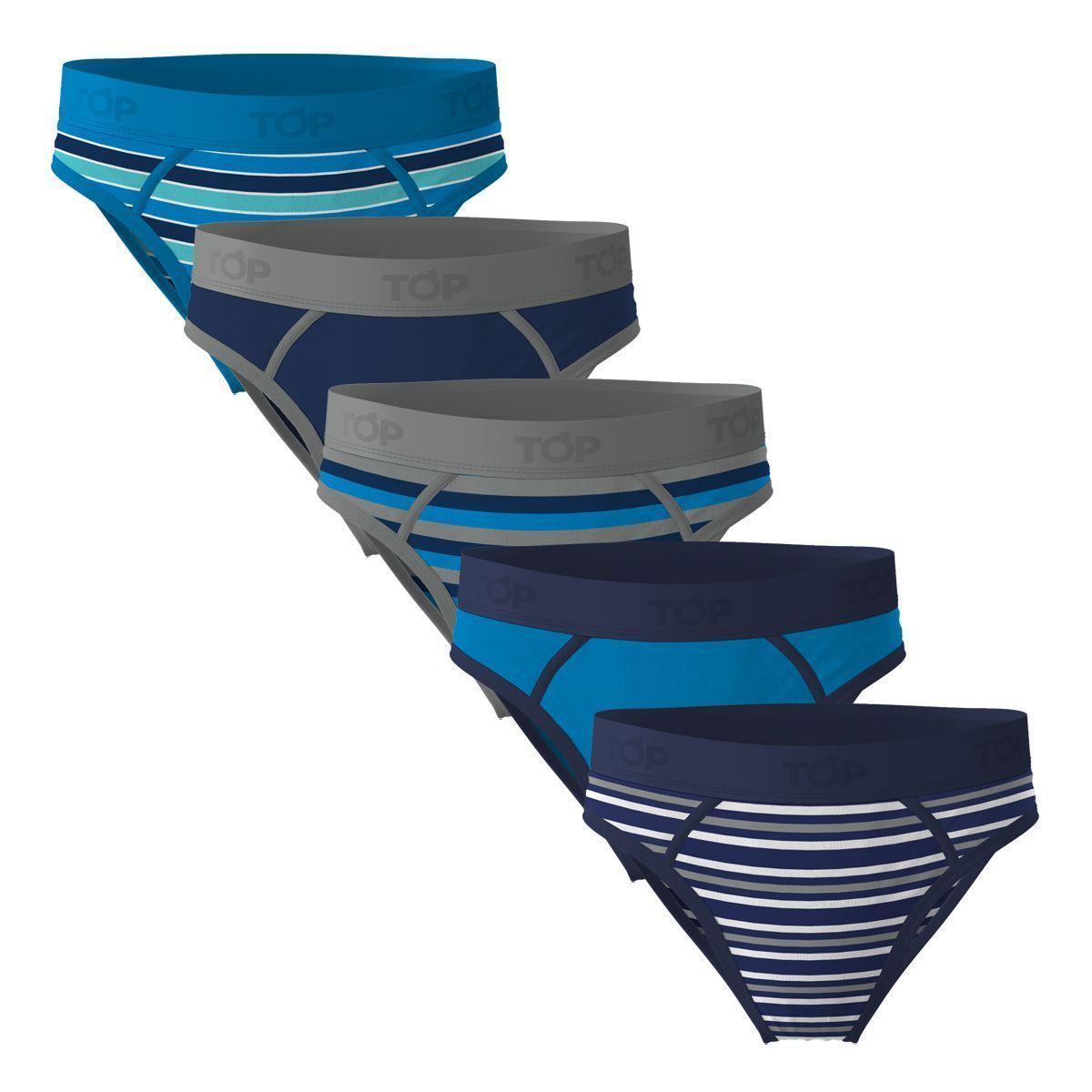 Slip Algodón Pack 5 Diseño Líneas Top-2