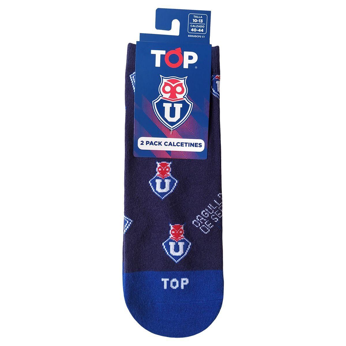 Calcetines Tobilleros Algodón Pack 2 Universidad de Chile C1 Top-4