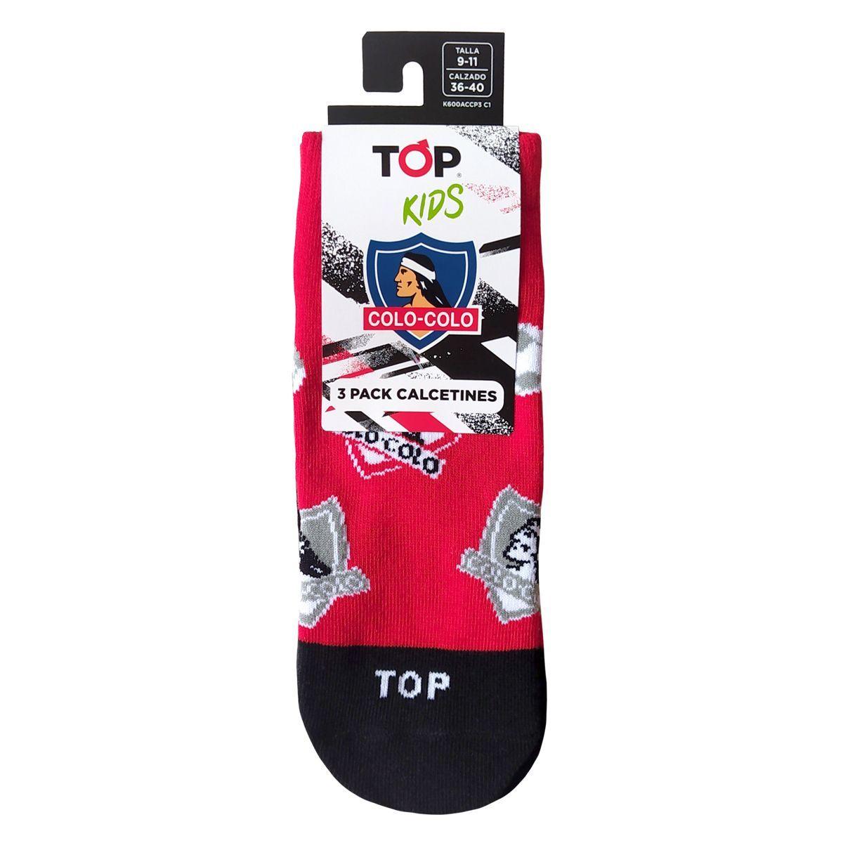 Calcetines Cortos Algodón Niños Colo-Colo Pack 3 C1 Top-4