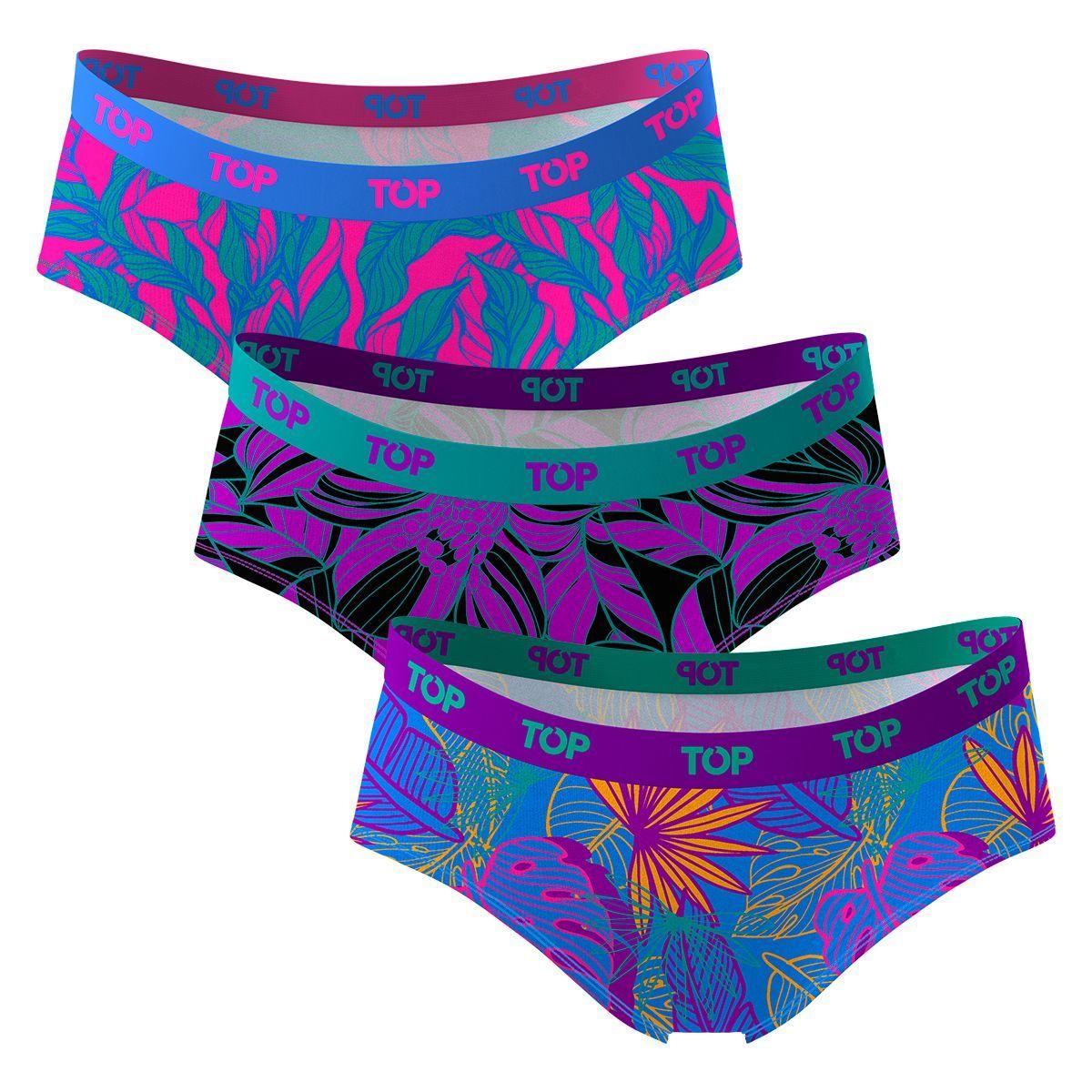 Calzón Pantaletas Algodón Con Elástico Pack 3 Neón C3 Top-2