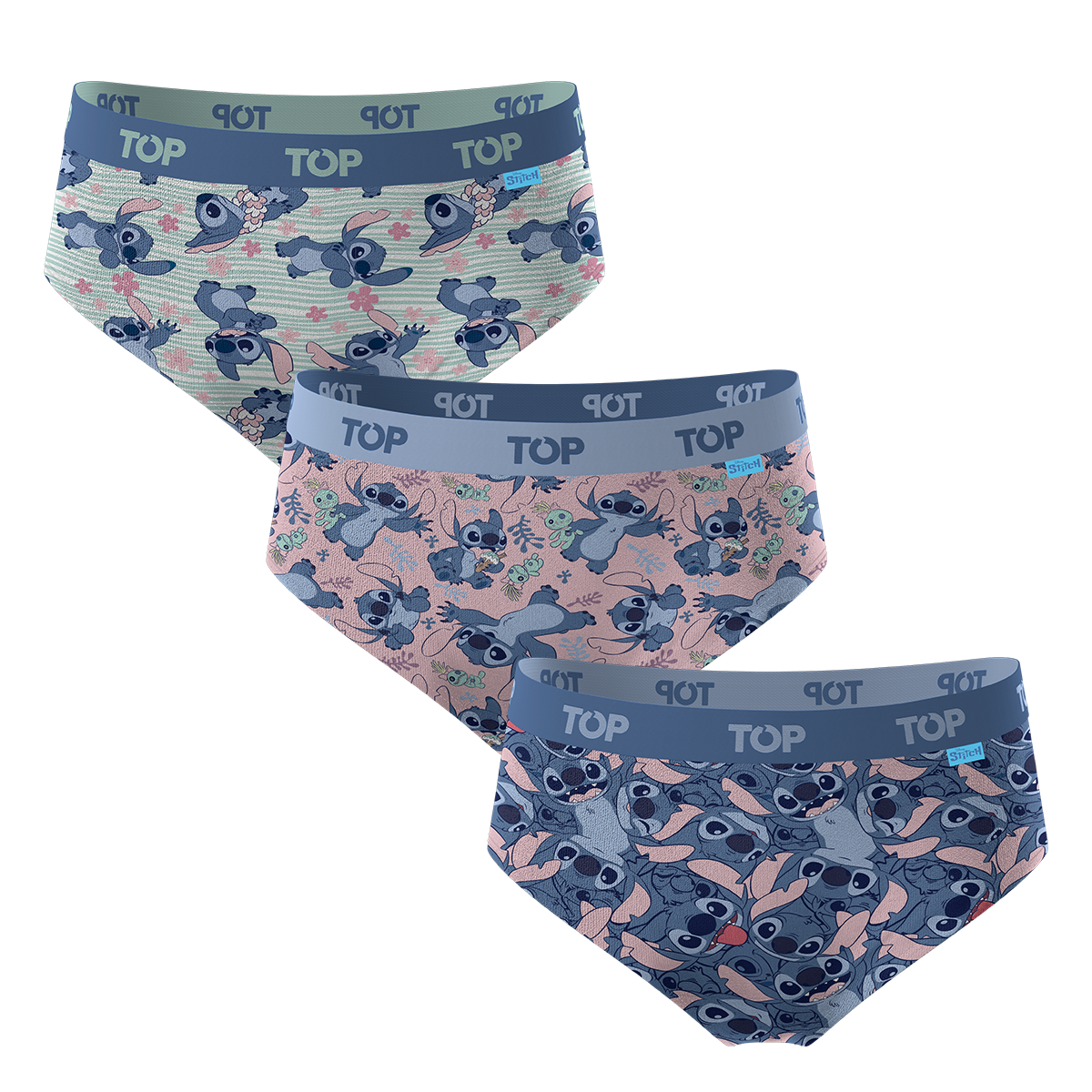 Calzón Pantaletas Niña Algodón Pack 3  Stitch C1 TOP-0