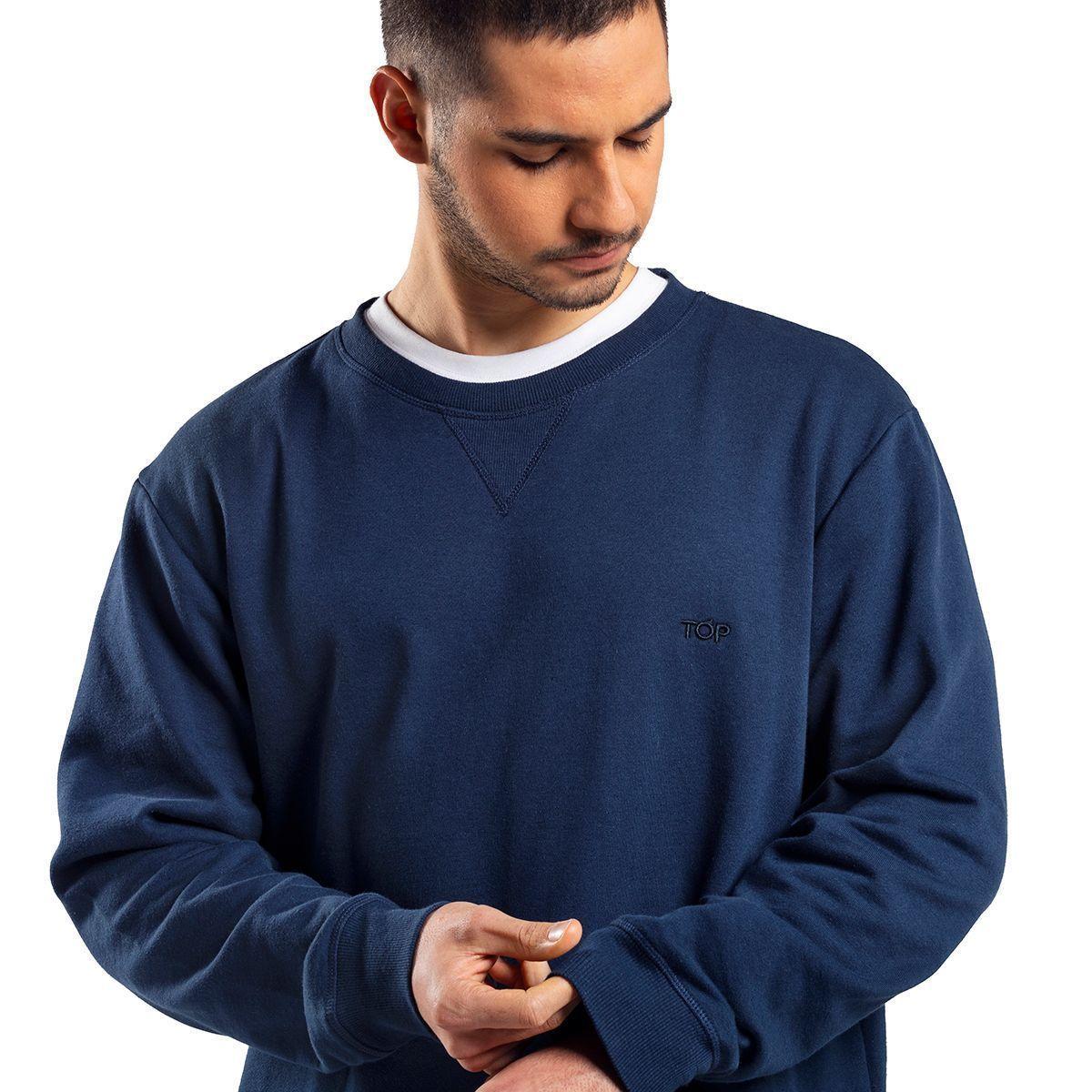 Polerón Liso Hombre Azul C1 Top-0