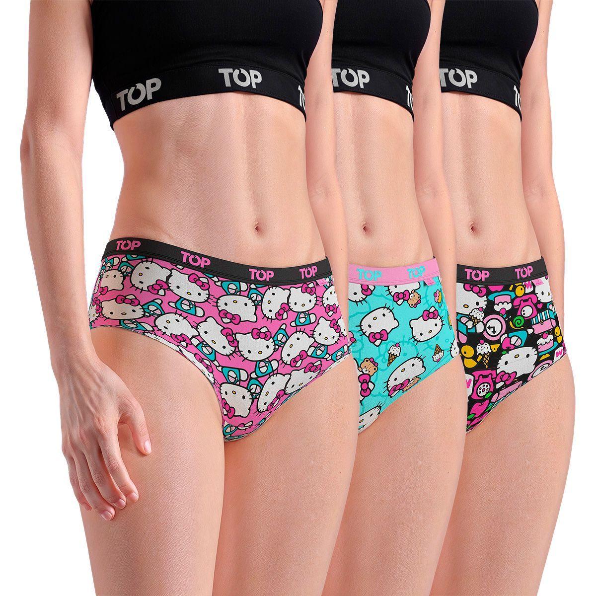 Calzón Pantaletas Algodón Con Elástico Pack 3 Hello Kitty C1 TOP-0