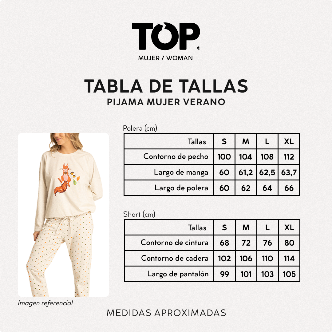 Pijama Largo Algodón Mujer Invierno DC C3 Top-2