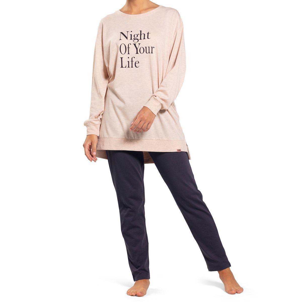 Pijama Top Invierno Algodón Mujer C2-2