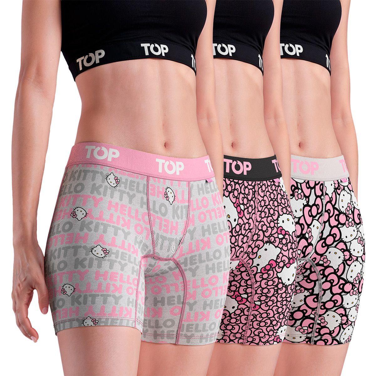 Bóxer Medio MUJER Algodón Pack 3 Hello Kitty C3 TOP-0