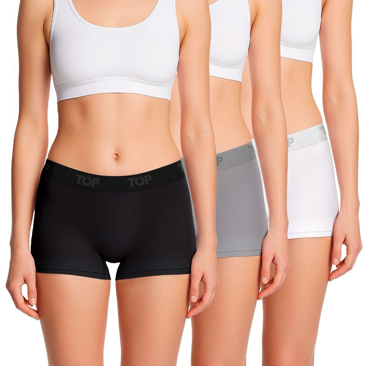 BÓXER CORTO MUJER MICROFIBRA SIN COSTURAS PACK 3 C4 TOP-0