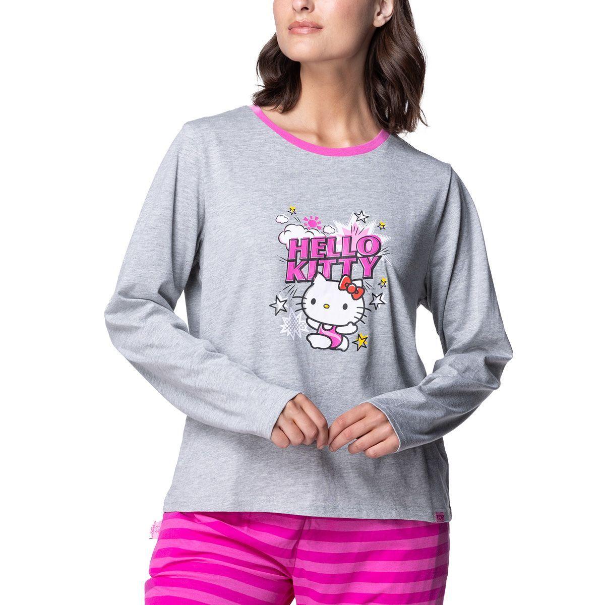 Pijama Largo Mujer Algodón Invierno Hello Kitty C3 TOP-2