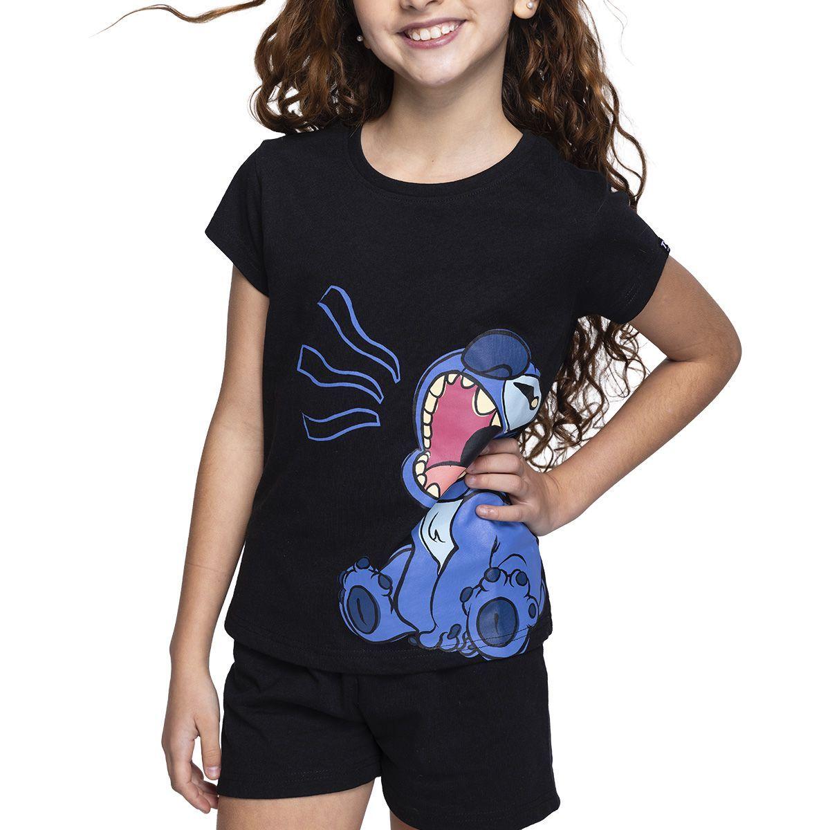 PIJAMA NIÑA ALGODÓN VERANO STITCH C1 TOP-1