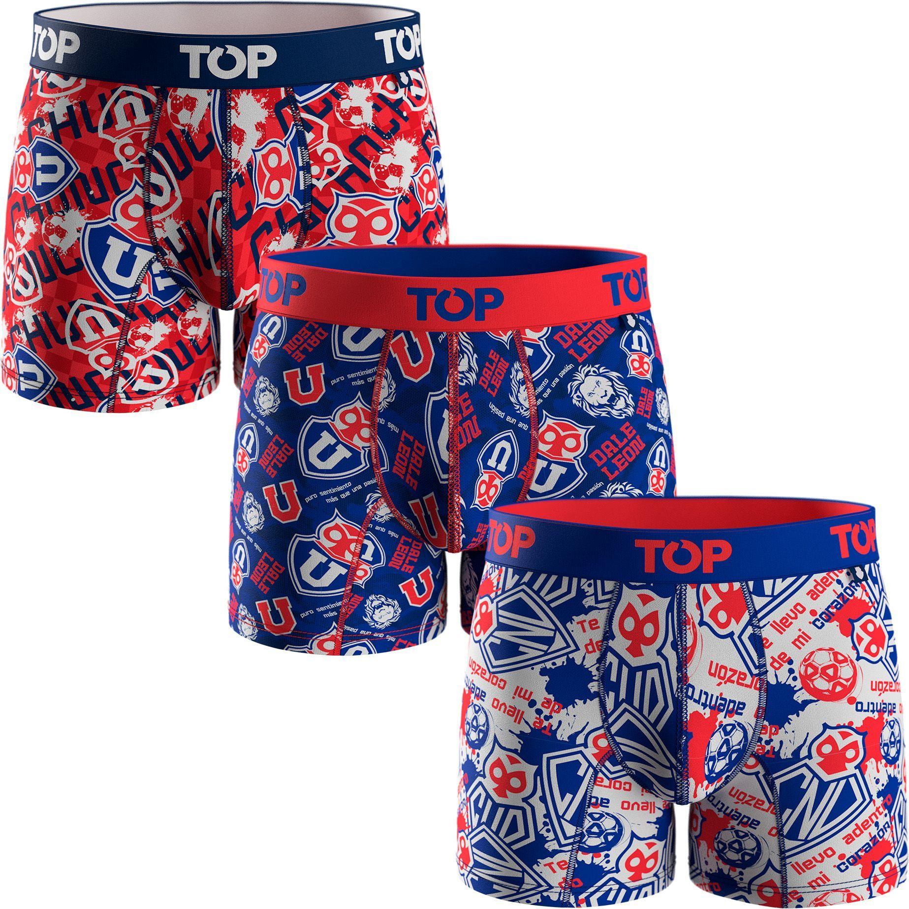 BÓXER MEDIO ALGODÓN UNIVERSIDAD DE CHILE PACK 3 C8 TOP-0