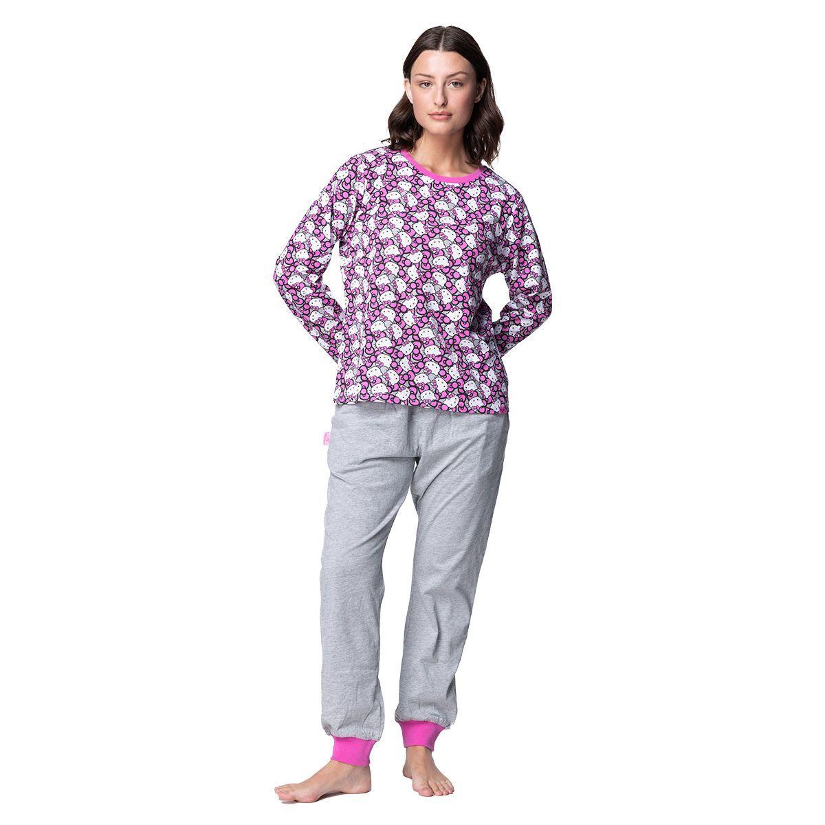 Pijama Largo Mujer Algodón Invierno Hello Kitty C1 TOP-0