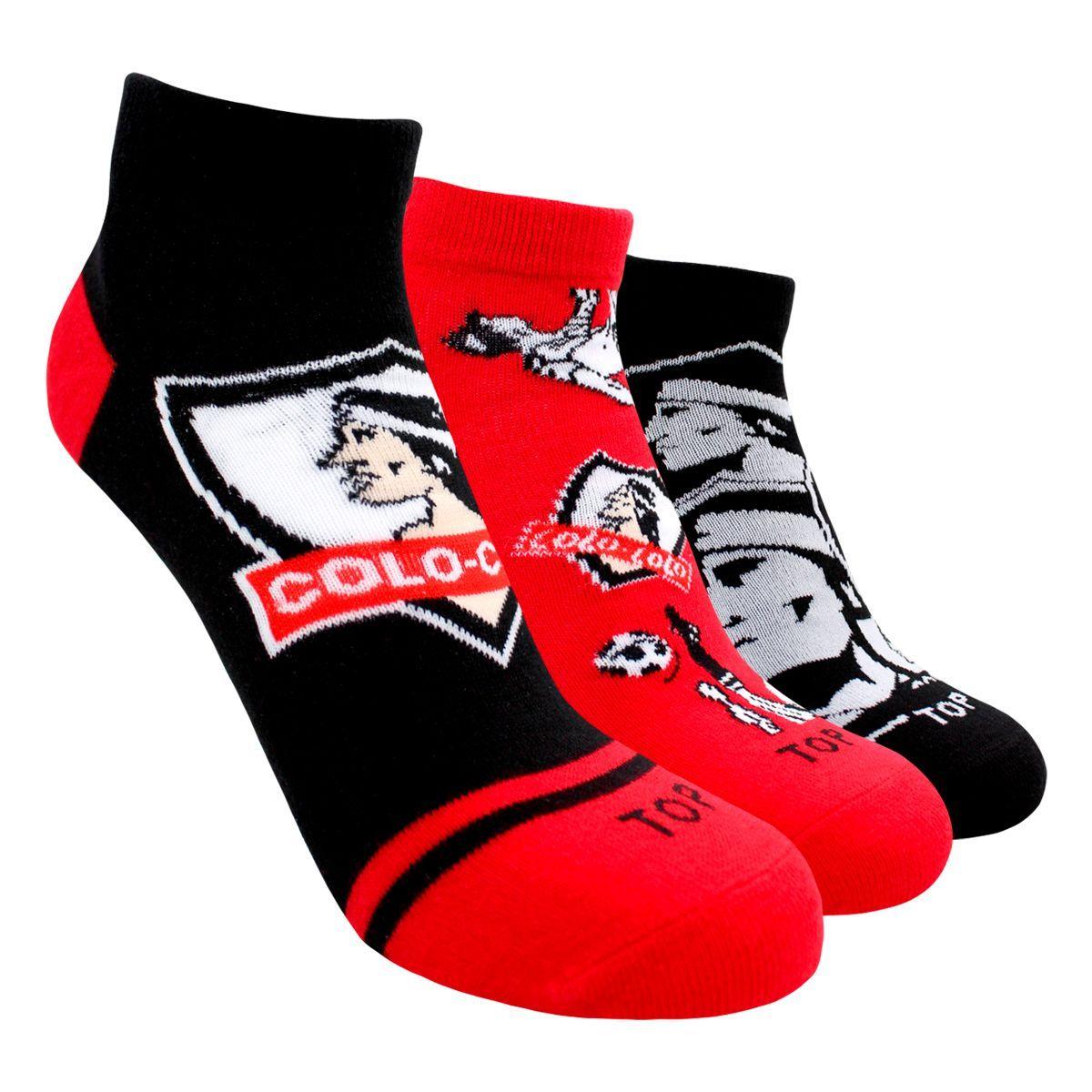 Calcetines Cortos Algodón Niños Colo-Colo Pack 3 C2 Top-0