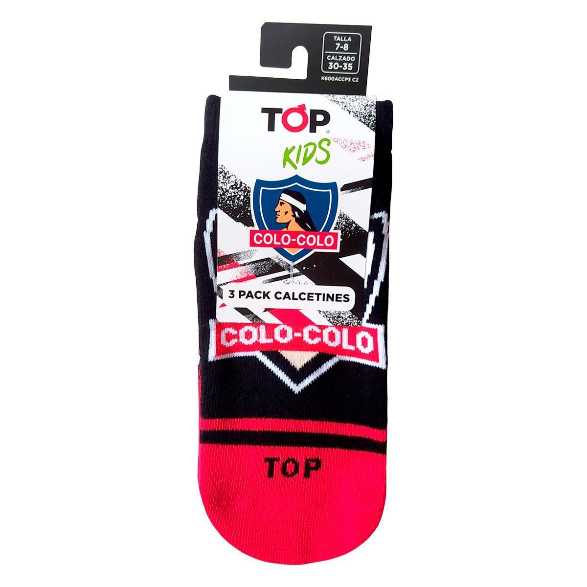 Calcetines Cortos Algodón Niños Colo-Colo Pack 3 C2 Top-5
