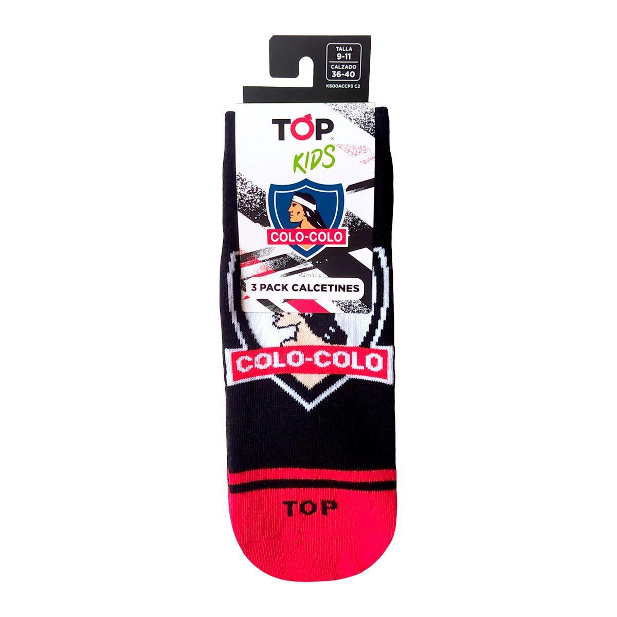 Calcetines Cortos Algodón Niños Colo-Colo Pack 3 C2 Top-6