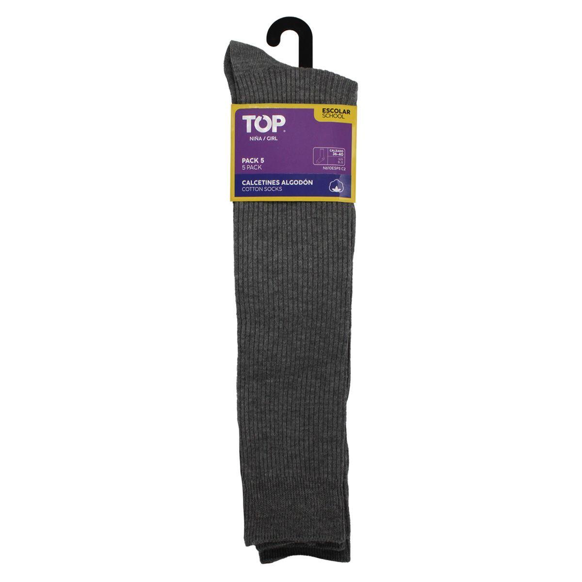Calcetines Largos Niña Algodón Pack 5 Escolar C2 TOP-3