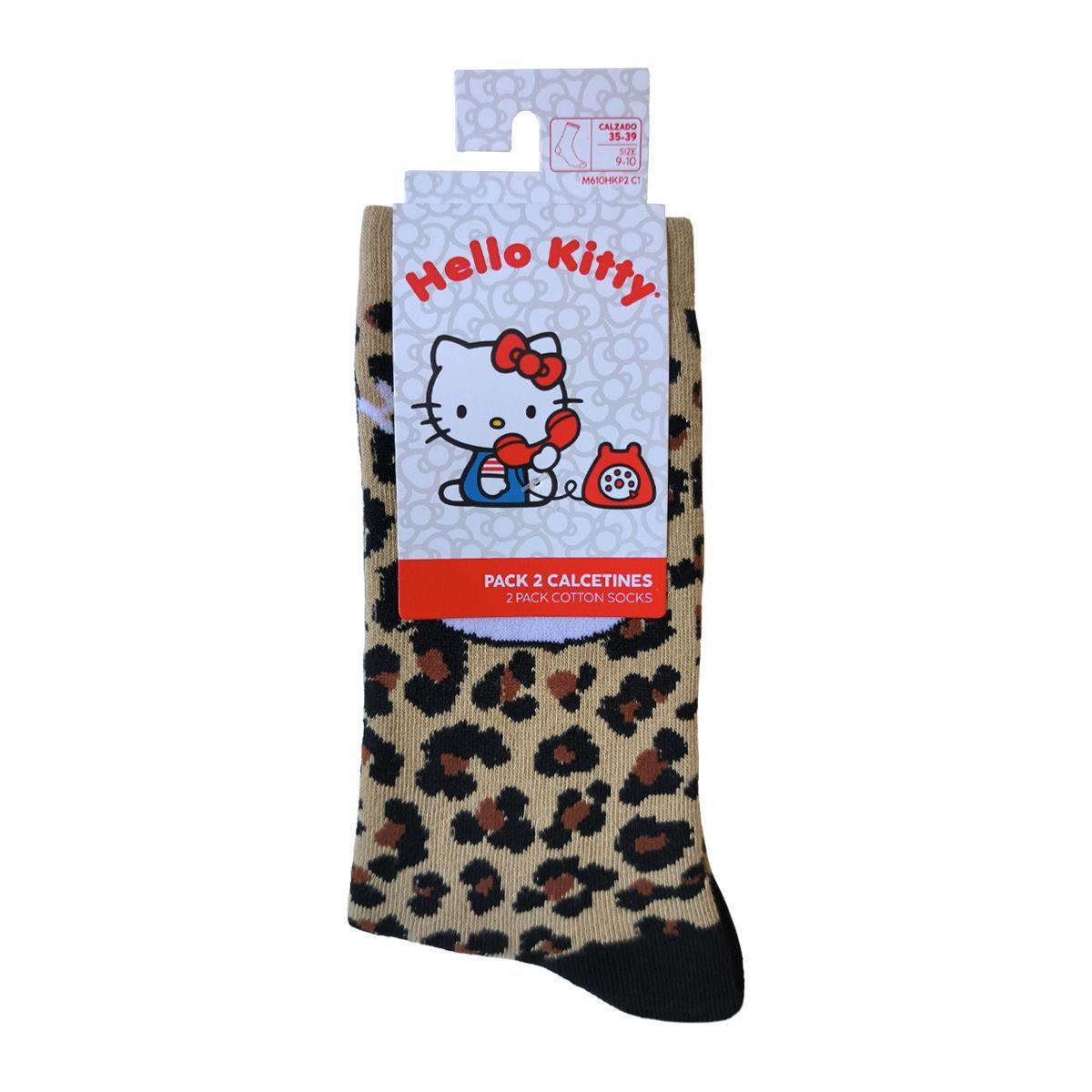 Calcetines Largos Mujer Algodón Pack 2 Hello Kitty C1 TOP-1