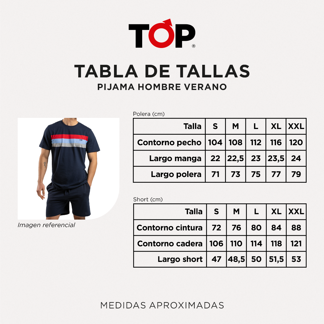 Pijama Algodón Hombre Verano Universidad de Chile C1 Top-3
