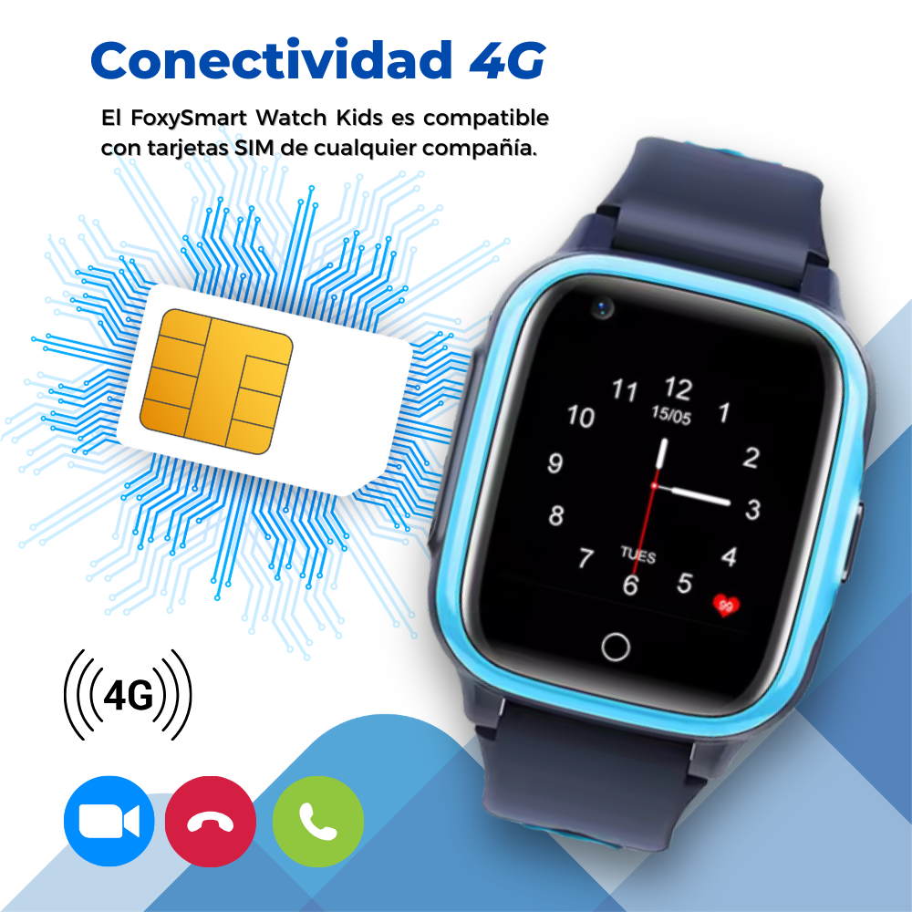 Reloj inteligente GPS 4G para niños Foxysmart Watch Kids - Rosado-3