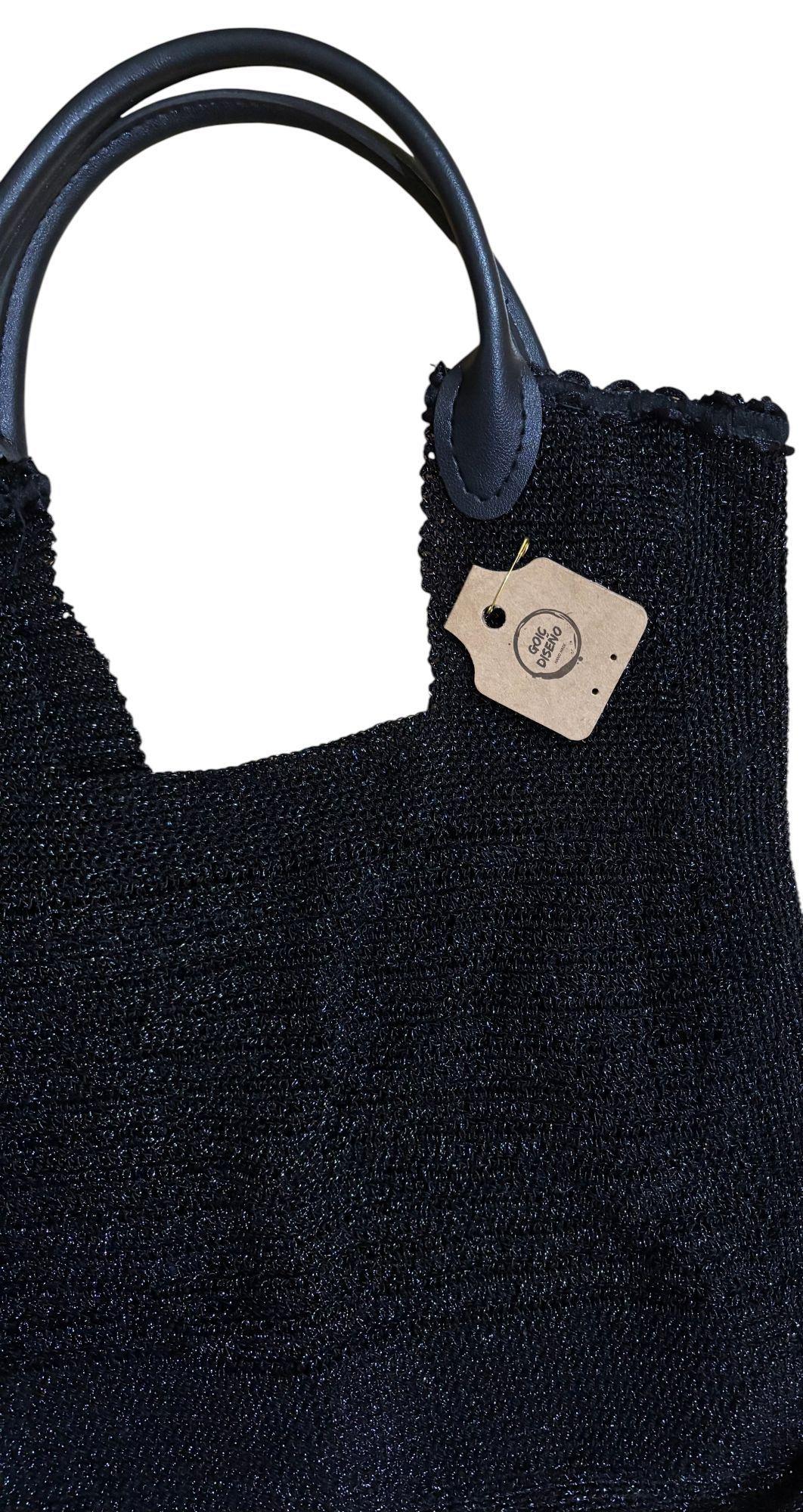 cartera de hilo metálico color negro hecha a mano diseño exclusivo-2