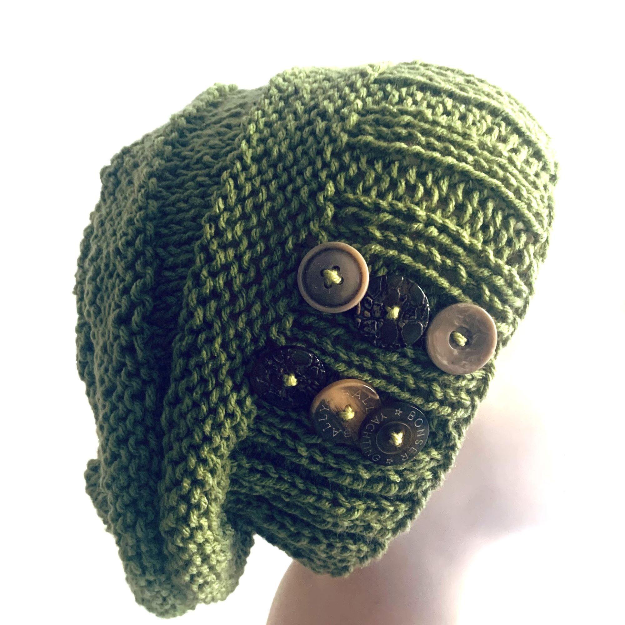 Gorro verde espárrago hecho a mano diseño exclusivo-2