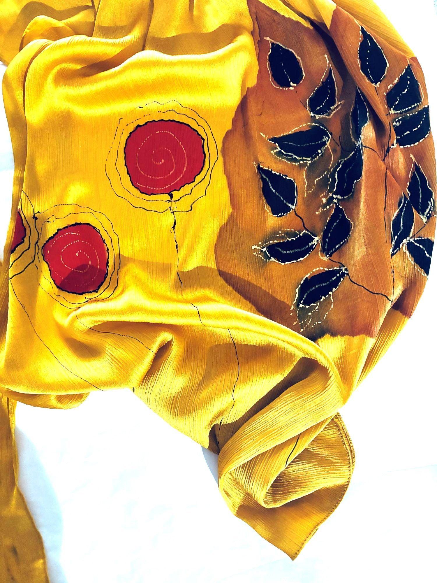 PAÑUELO DE VISCOSA CON SEDA PINTADO A MANO DISEÑO EXCLUSIVO-2