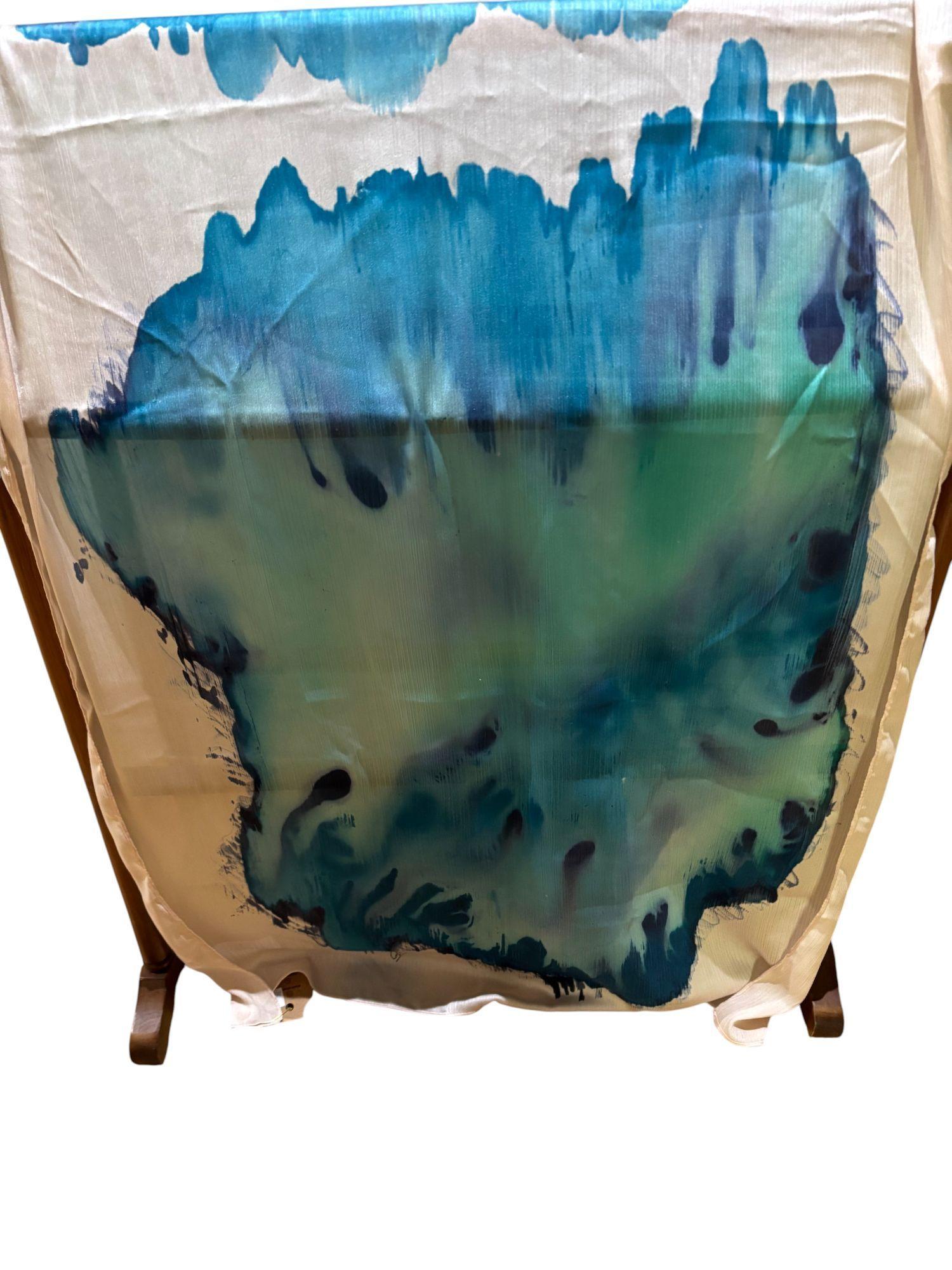 Pañuelo viscosa base beige pintado a mano diseño exclusivo-0