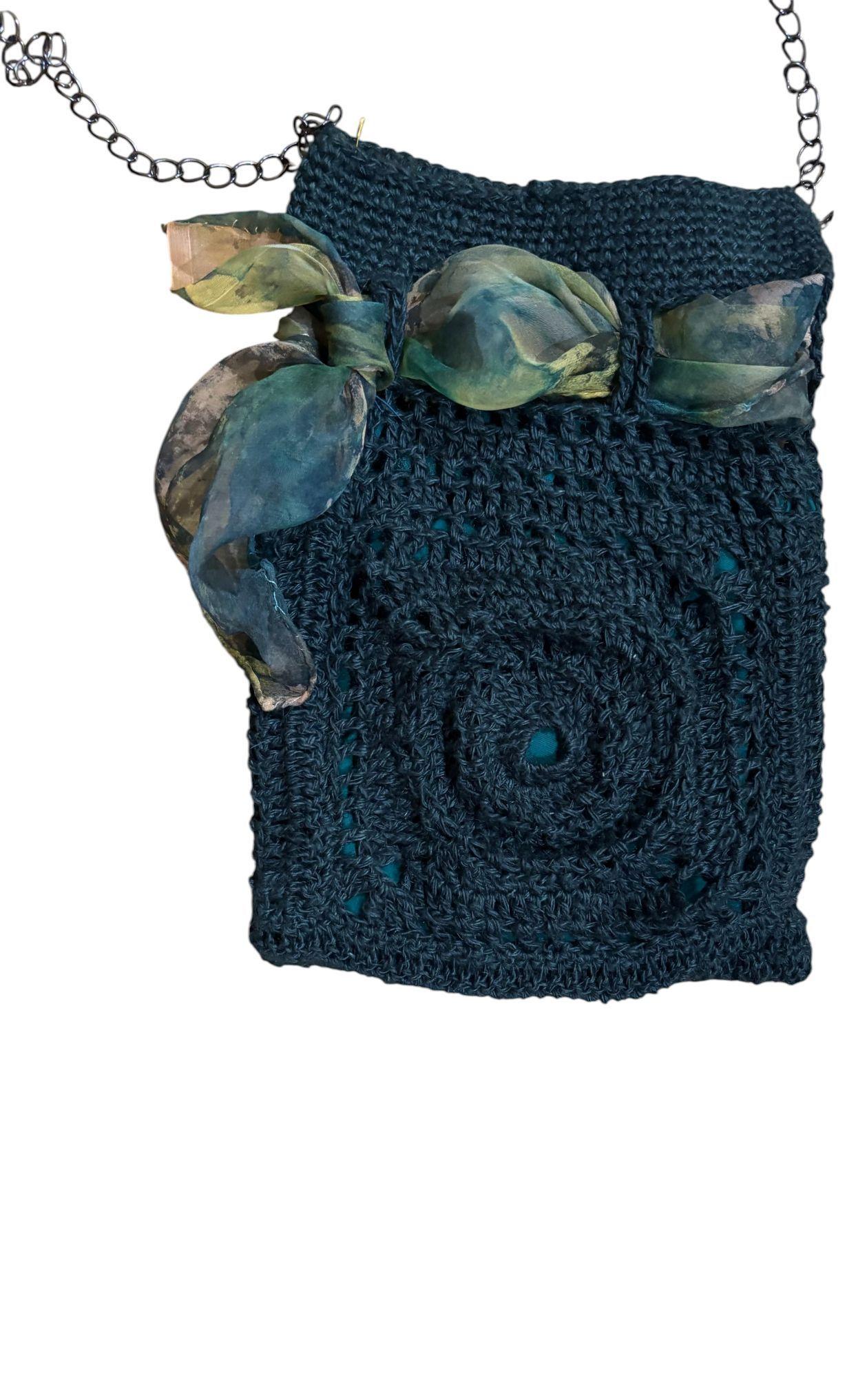 Cartera verde oliva y seda natural hecha a mano diseño exclusivo-2