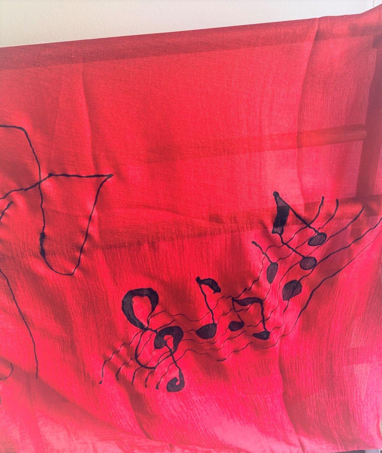 pañuelo de poliester pintado a mano-2