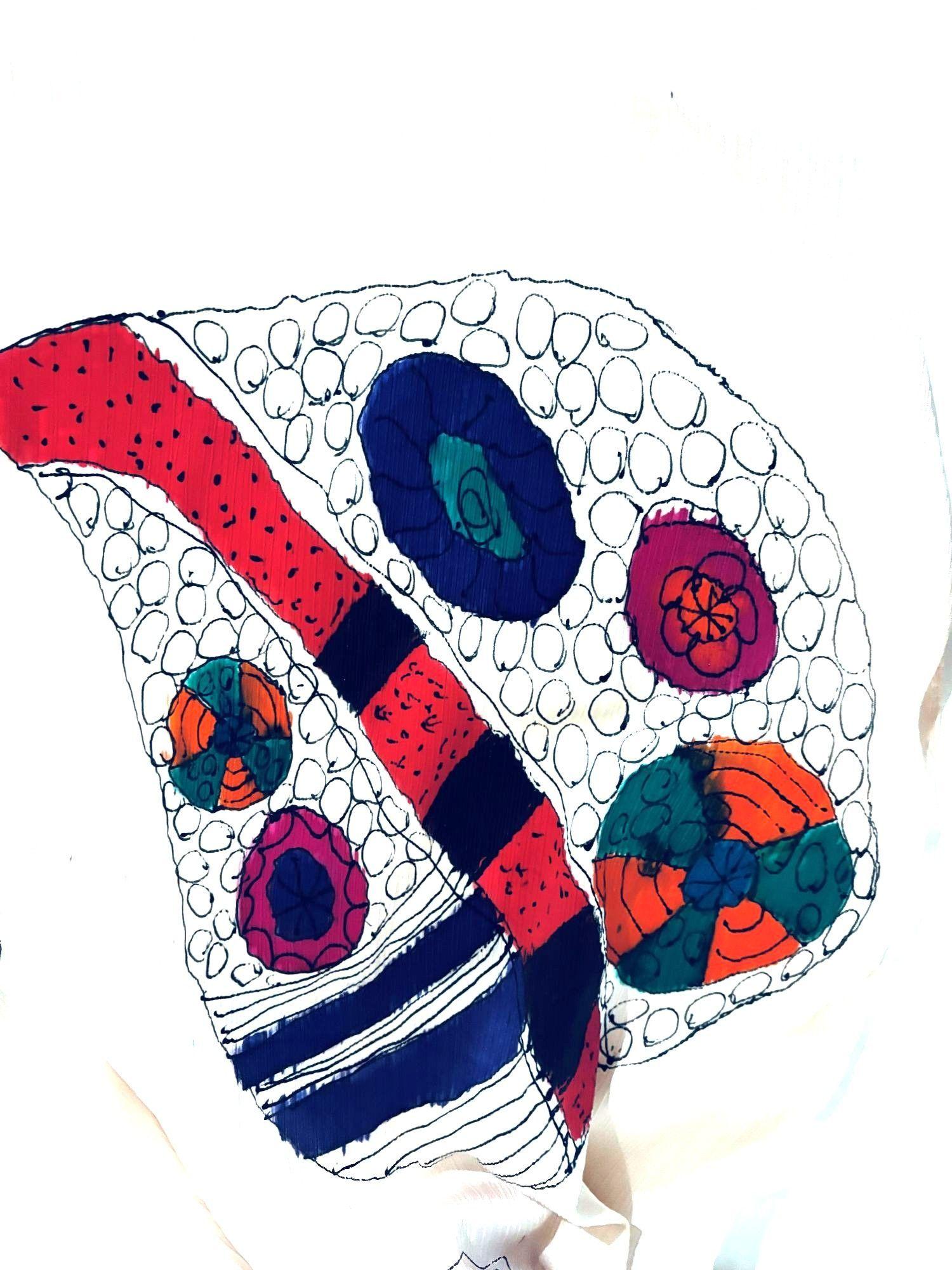 PAÑUELO MULTICOLOR PINTADO A MANO DISEÑO EXCLUSIVO-2