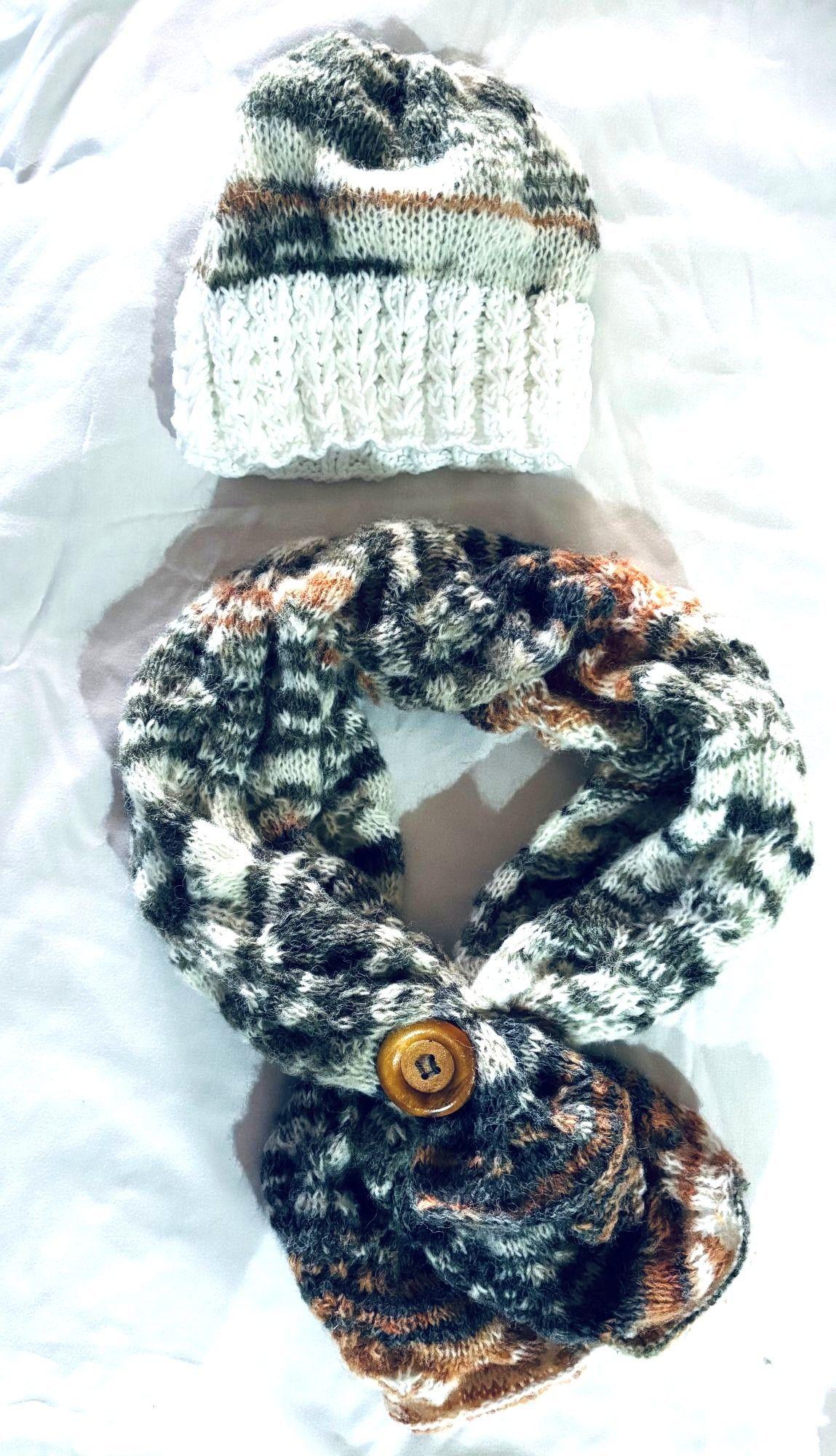 Gorro y cuello lana mohair tejido a mano diseño exclusivo-0