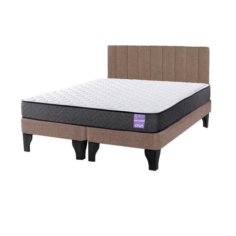 Cama Europea 2 Plazas + Respaldo Tubular Negro Beige-1