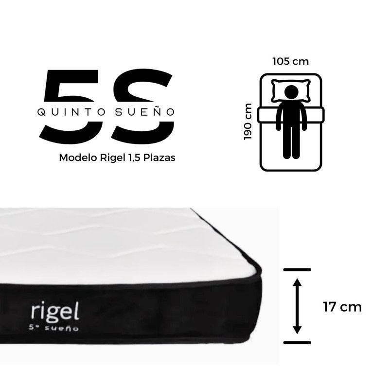 Cama Europea 1.5 Plazas Rigel + Respaldo Tubular Negro Rosado-4