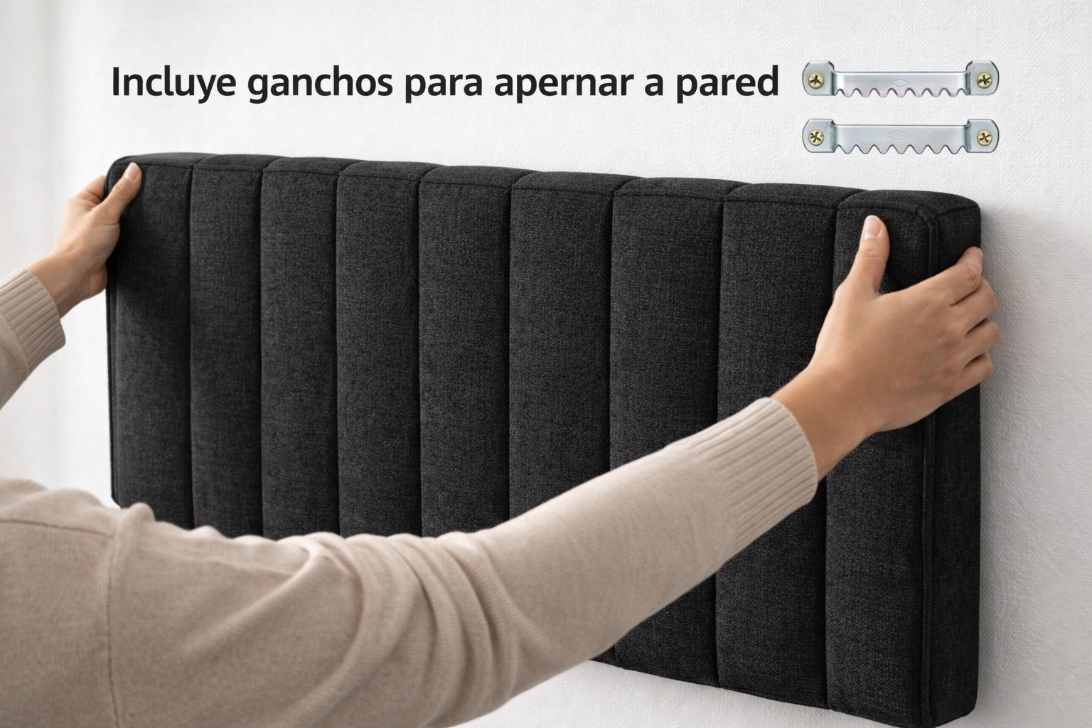 Cama Europea Somnia 2 Plazas + Respaldo Lino Tubular + Patas Plastico Color Caoba-7