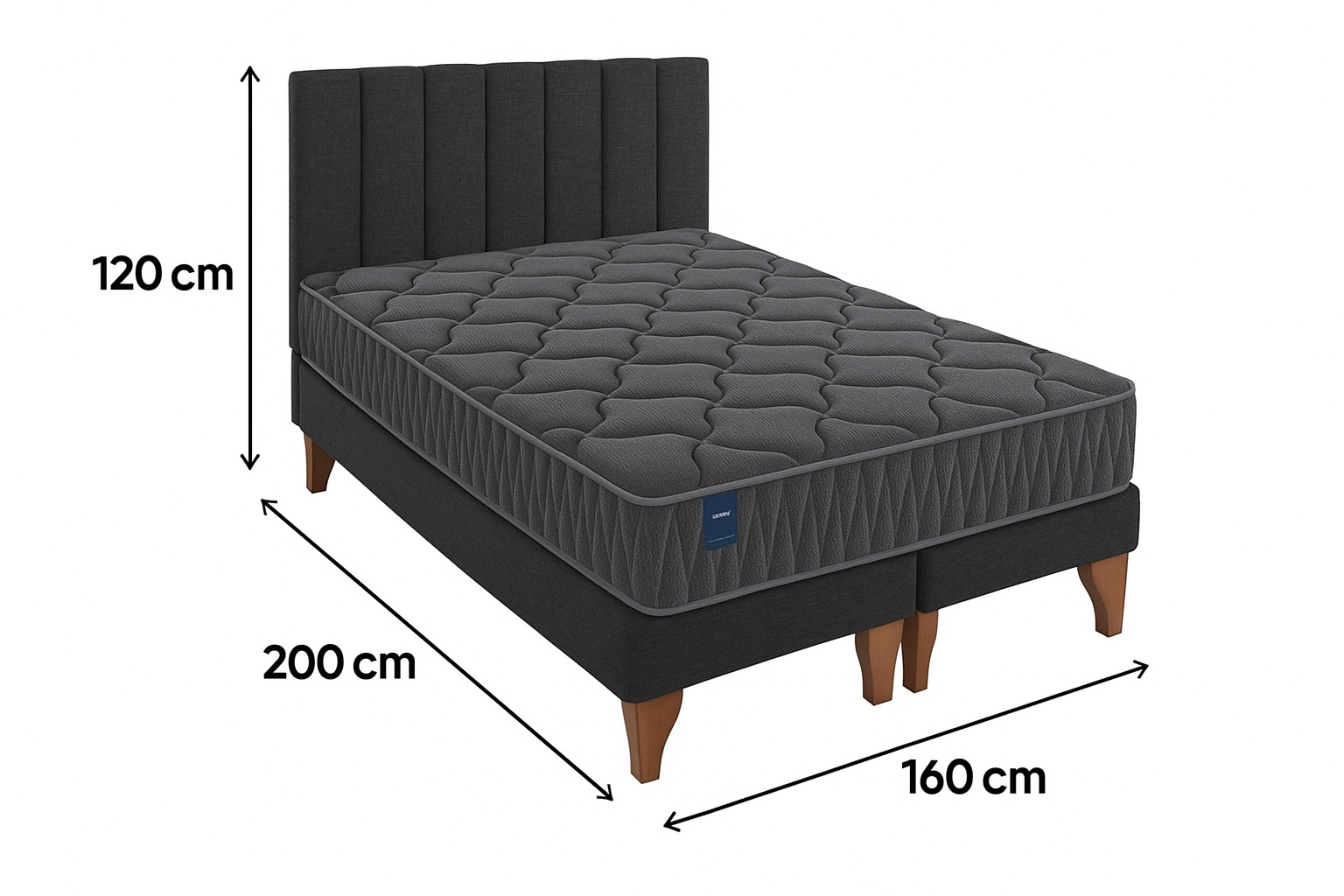 Cama Europea Somnia 2 Plazas + Respaldo Lino Tubular + Patas Plastico Color Caoba-4