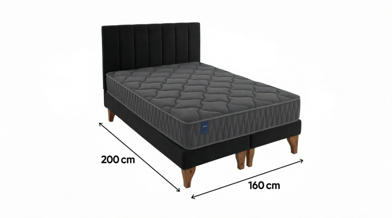 Cama Europea Somnia 2 Plazas + Respaldo Lino Tubular + Patas Plastico Color Caoba-2