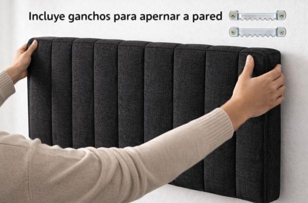 Cama Europea Somnia 2 Plazas + Respaldo Lino Tubular + Patas Plastico Color Caoba-7