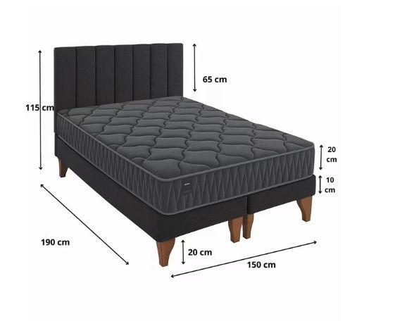 Cama Europea Somnia 2 Plazas + Respaldo Lino Tubular + Patas Plastico Color Caoba-7