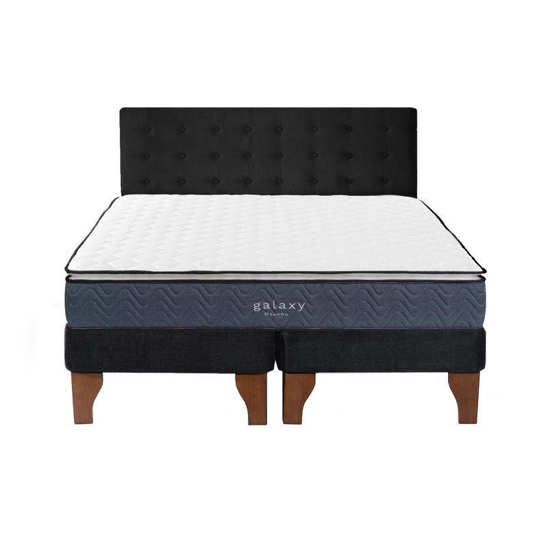 Cama Europea Galaxy 2 Plazas + Respaldo Capitoné Madera Negro-0