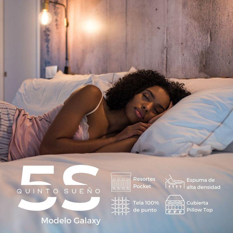Cama Europea Galaxy 2 Plazas + Respaldo Capitoné Madera Negro-1