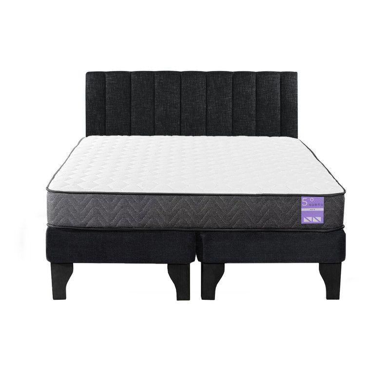 Cama Europea 2 Plazas + Respaldo Tubular Negro-0