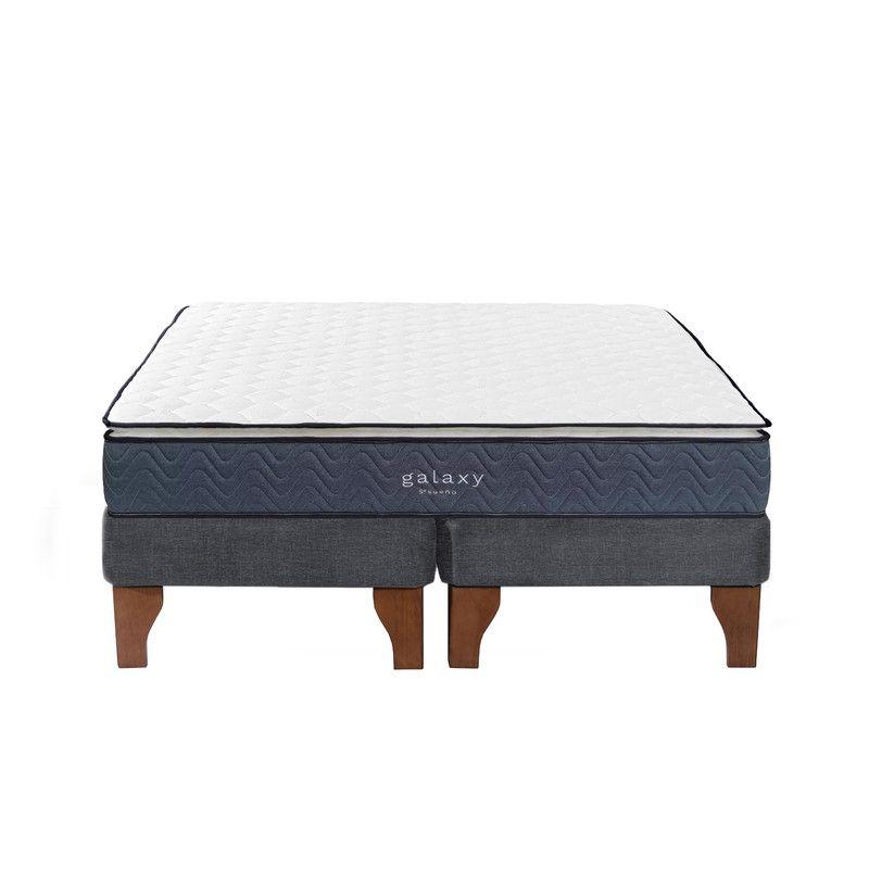 Cama Europea Galaxy 2 Plazas 150x190 cm Base Colchón Madera Gris-0