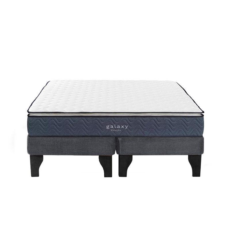 Cama Europea Galaxy 2 Plazas 150x190 cm Base Colchón Negro Gris-0