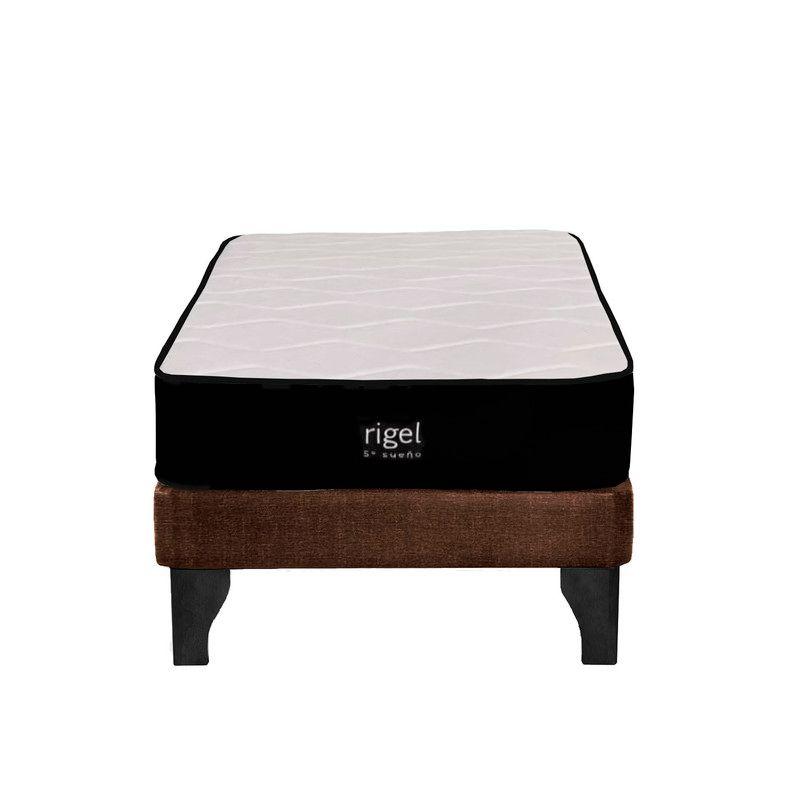 Cama Europea 1 Plaza Rigel Base + Colchón Negro Café-0