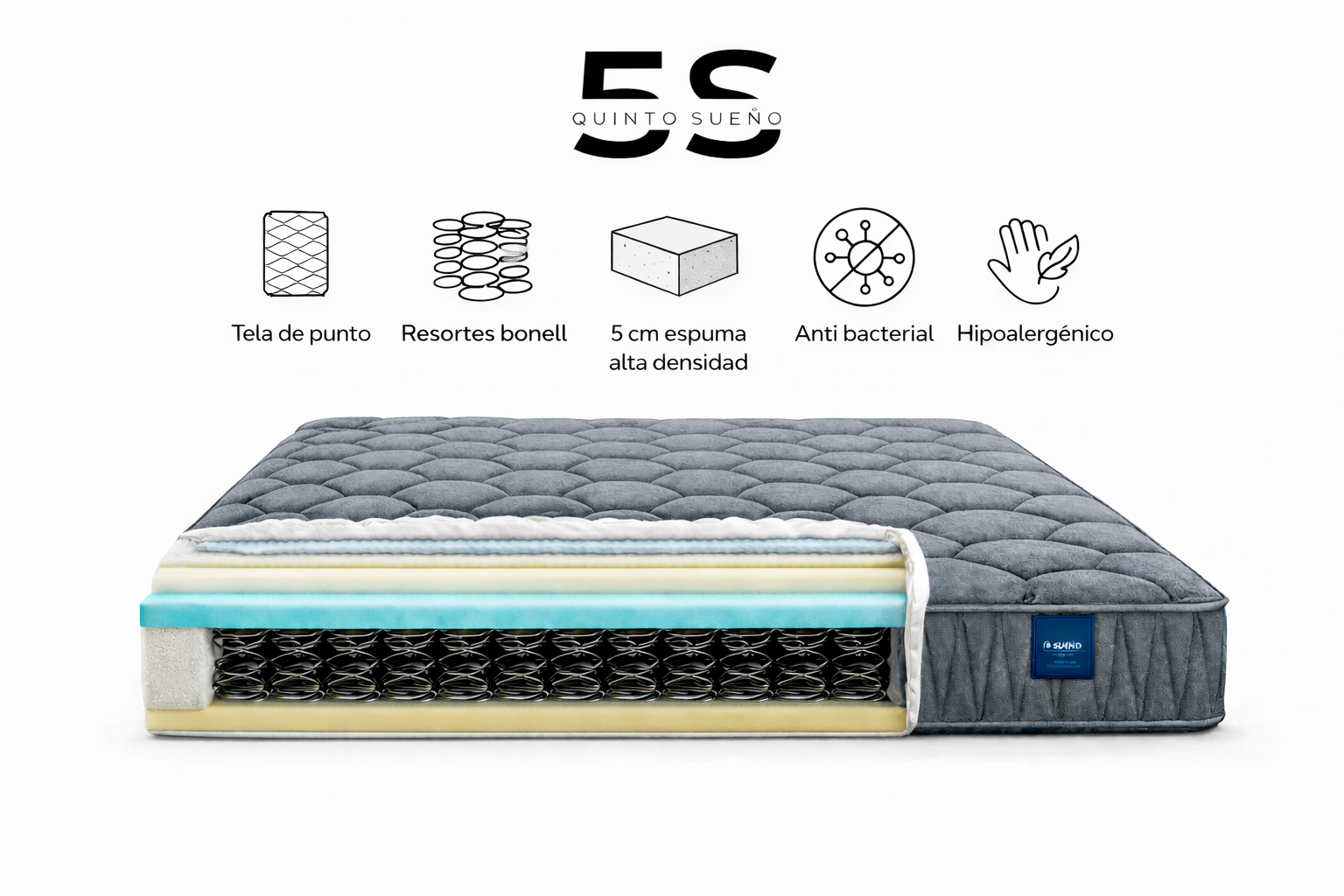Cama Europea Somnia 2 Plazas + Respaldo Lino Capitone + Patas Plastico Color Caoba-4