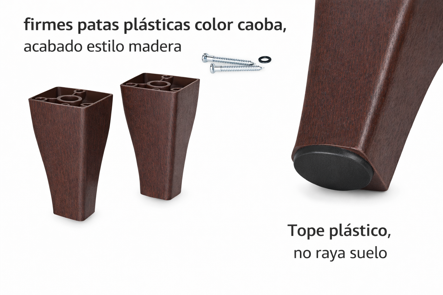 Cama Europea Somnia 2 Plazas + Respaldo Lino Capitone + Patas Plastico Color Caoba-6