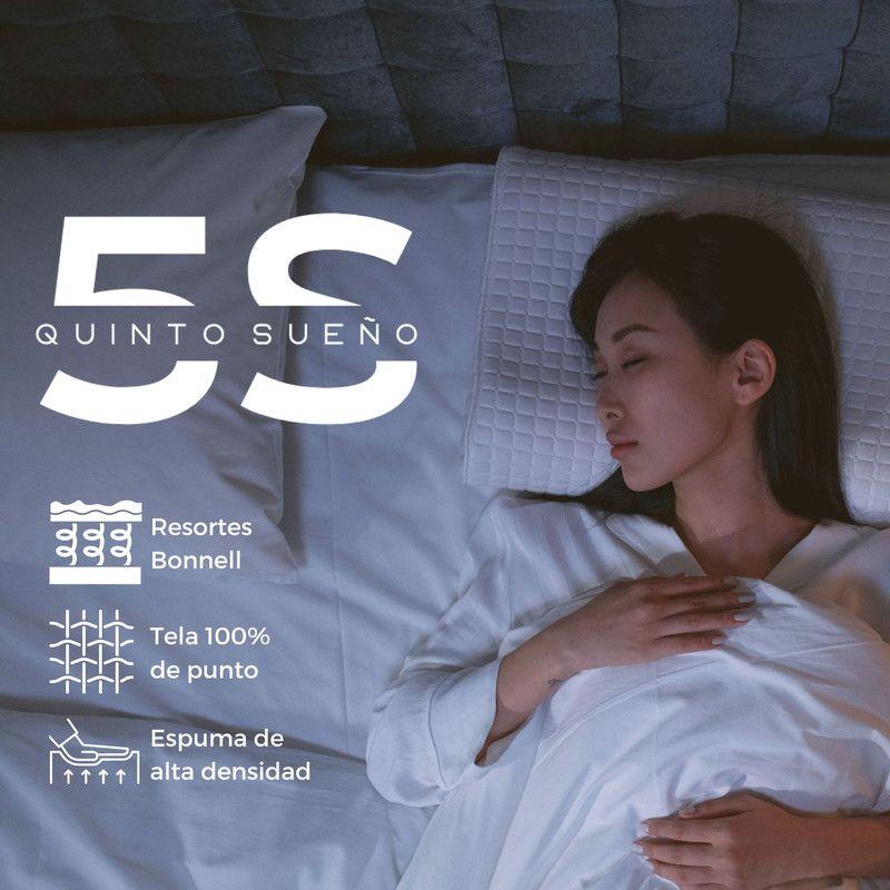 Cama Europea Gris + Respaldo Tubular 2 Plazas 150x190cm-2