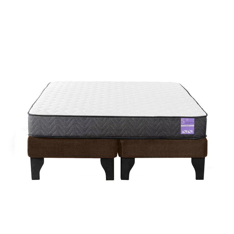 Cama Europea 2 Plazas 150x190 cm Base Colchón Negro Café-0