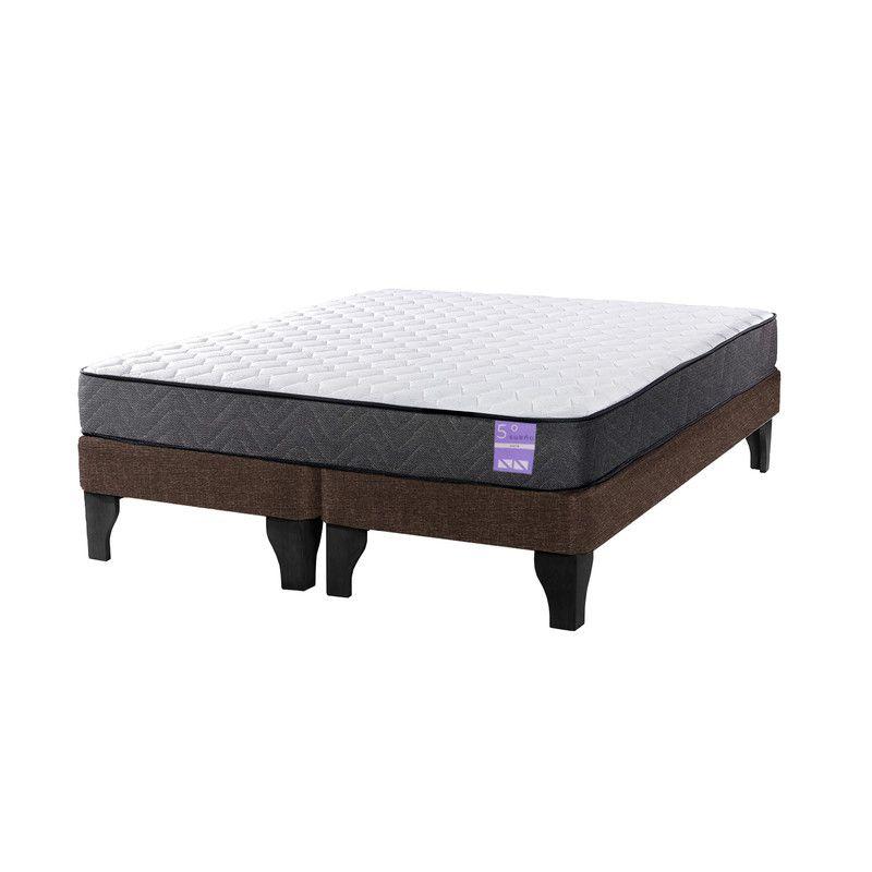 Cama Europea 2 Plazas 150x190 cm Base Colchón Negro Café-1